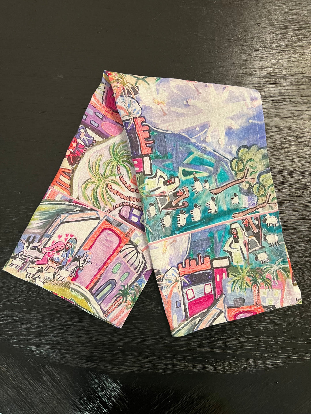 D-605LTT PINK BETHLEHEM PEACE ON EARTH- CATCH THE INEXPRESSIBLE JOY OF CHRISTMAS! ORGANIC LINEN TEA TOWEL