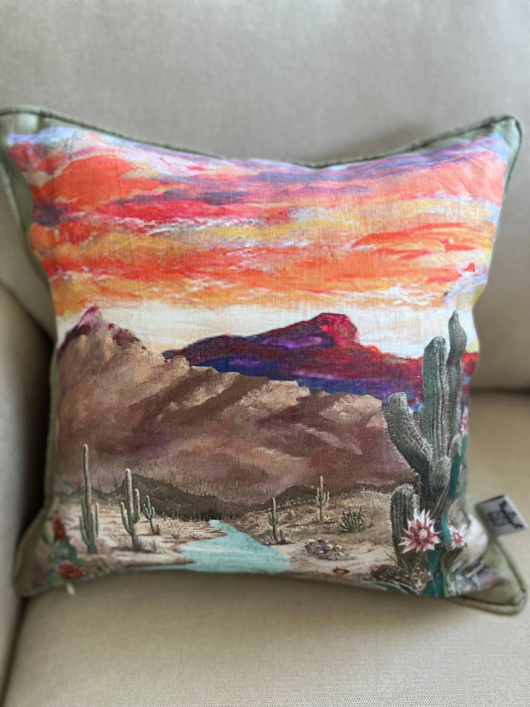 D-382 STREAMS IN THE DESERT AND RIVERS IN THE WASTELAND Small Luxury Organic Linen Sham 16" X 16"