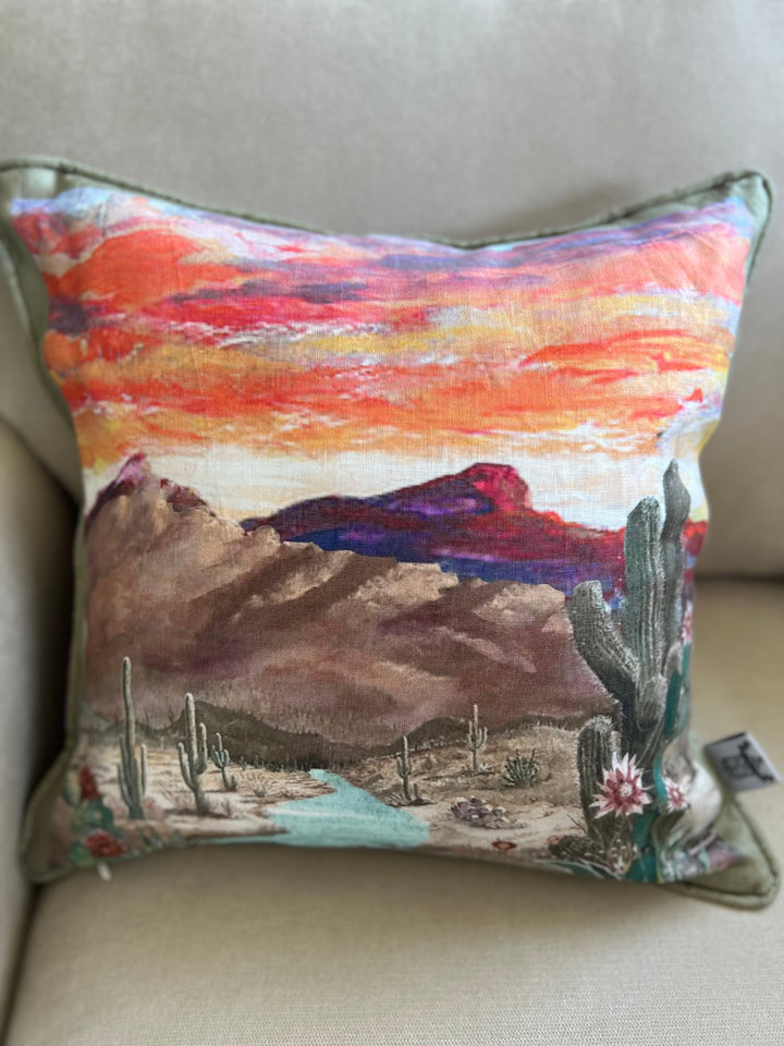 D-382 STREAMS IN THE DESERT AND RIVERS IN THE WASTELAND Small Luxury Organic Linen Sham 16" X 16"