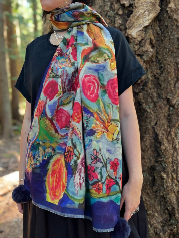 D-905OBS BRUSHED SILK WARM AND FUZZY LOVES EYE IS ON THE SPARROW (HUMMINGBIRD)