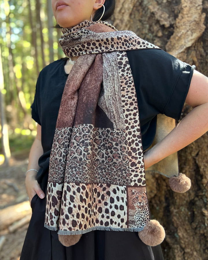 D-903OBS BRUSHED SILK WARM AND FUZZY LEOPARDS