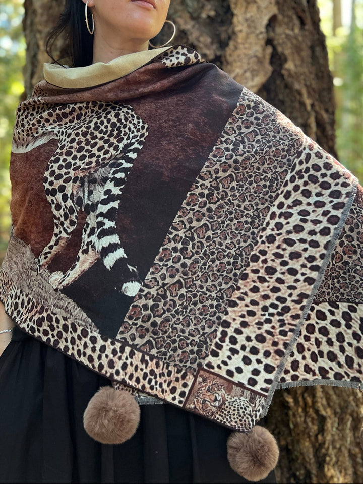 D-903OBS BRUSHED SILK WARM AND FUZZY LEOPARDS