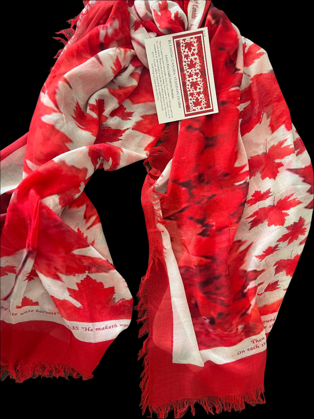 D-541 LARGE SILK MODAL RED EDGE BLESSING CANADA SHAWL