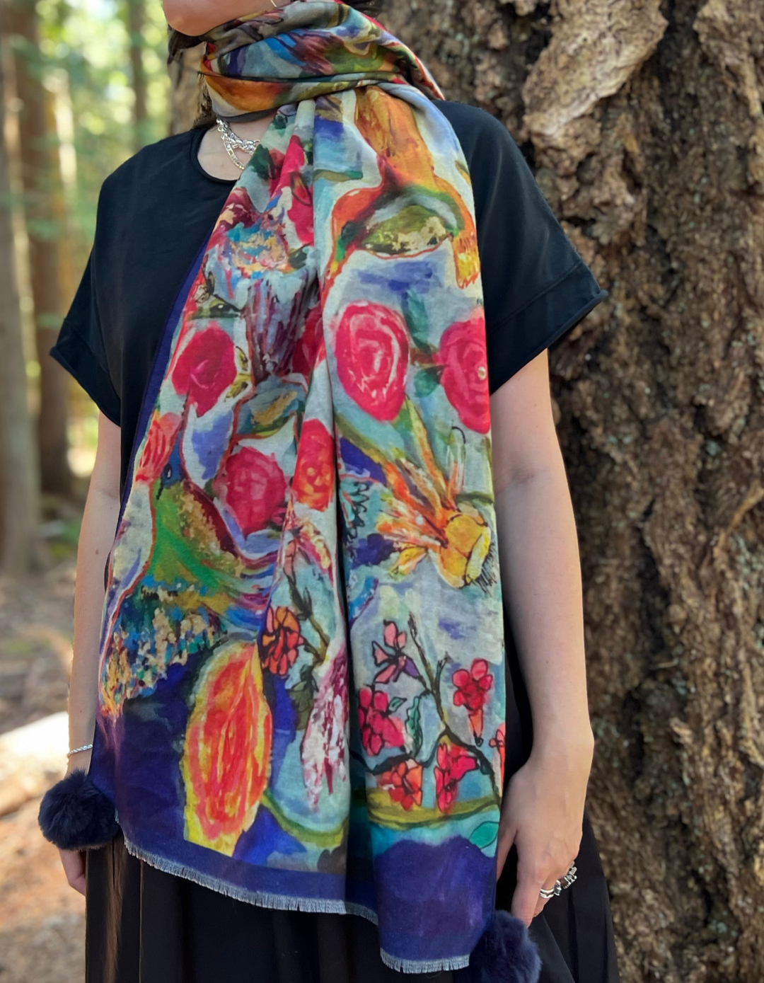 D-905OBS BRUSHED SILK WARM AND FUZZY LOVES EYE IS ON THE SPARROW (HUMMINGBIRD)