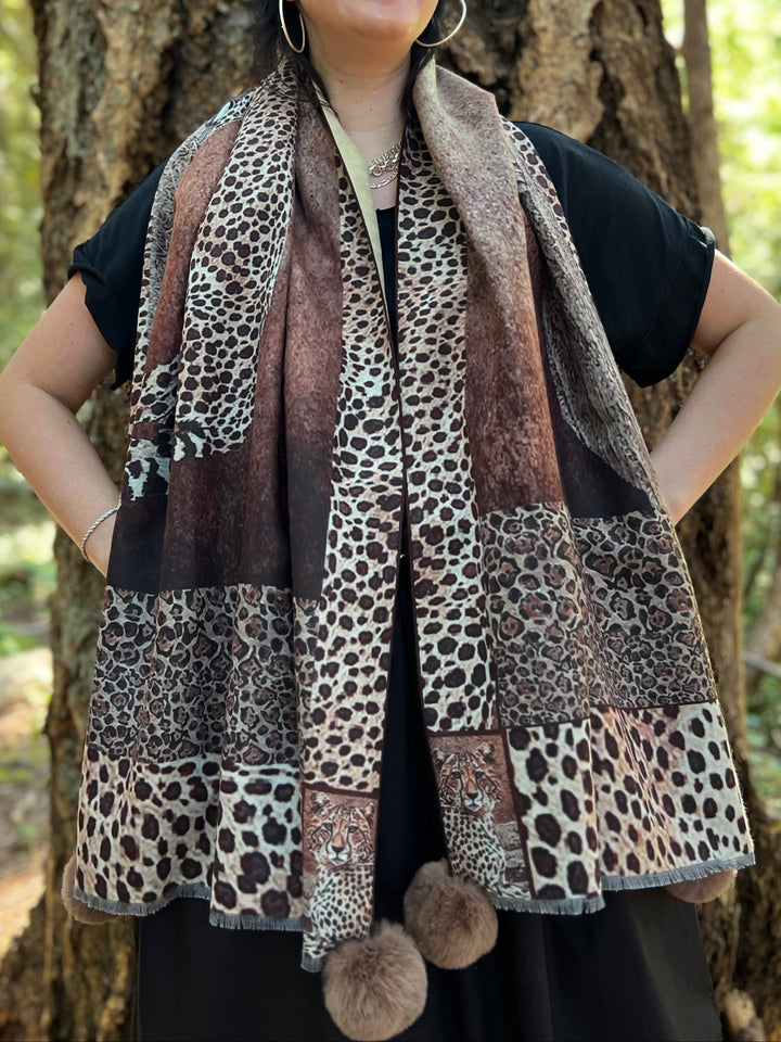 D-903OBS BRUSHED SILK WARM AND FUZZY LEOPARDS