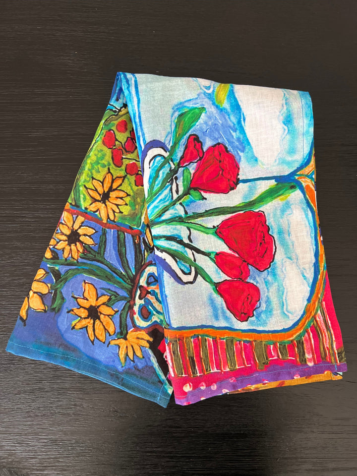 D-597LTT COME TO THE TABLE  ORGANIC LINEN TEA TOWEL
