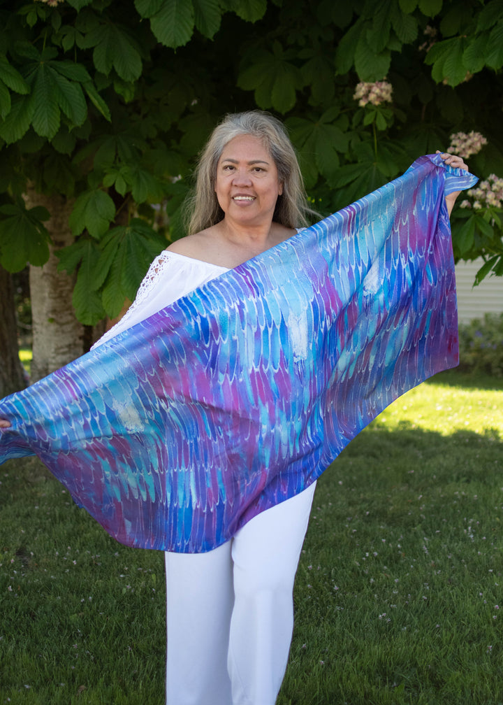 D-2025S PSALM 91 ANGELS ON ASSIGNMENT PURE SILK OBLONG SCARF