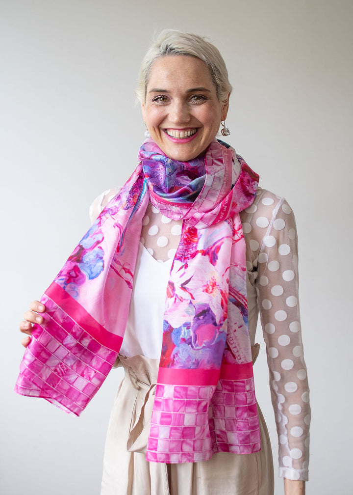 D-542S  NEW LIFE AGAIN: YOU ARE HEALED. THE PINK DRAGONFLY SCARF