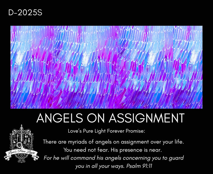 D-2025S PSALM 91 ANGELS ON ASSIGNMENT PURE SILK OBLONG SCARF