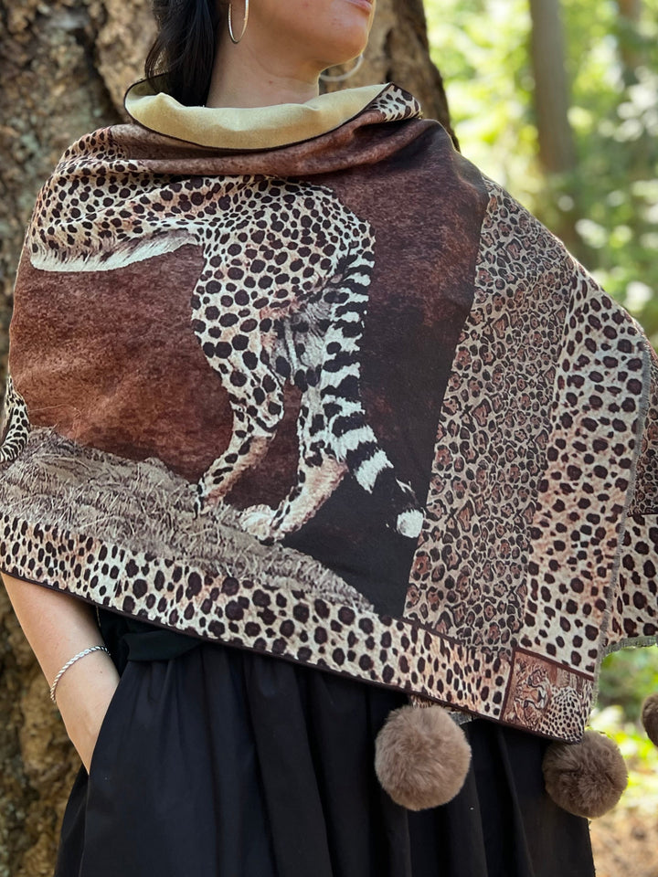 D-903OBS BRUSHED SILK WARM AND FUZZY LEOPARDS