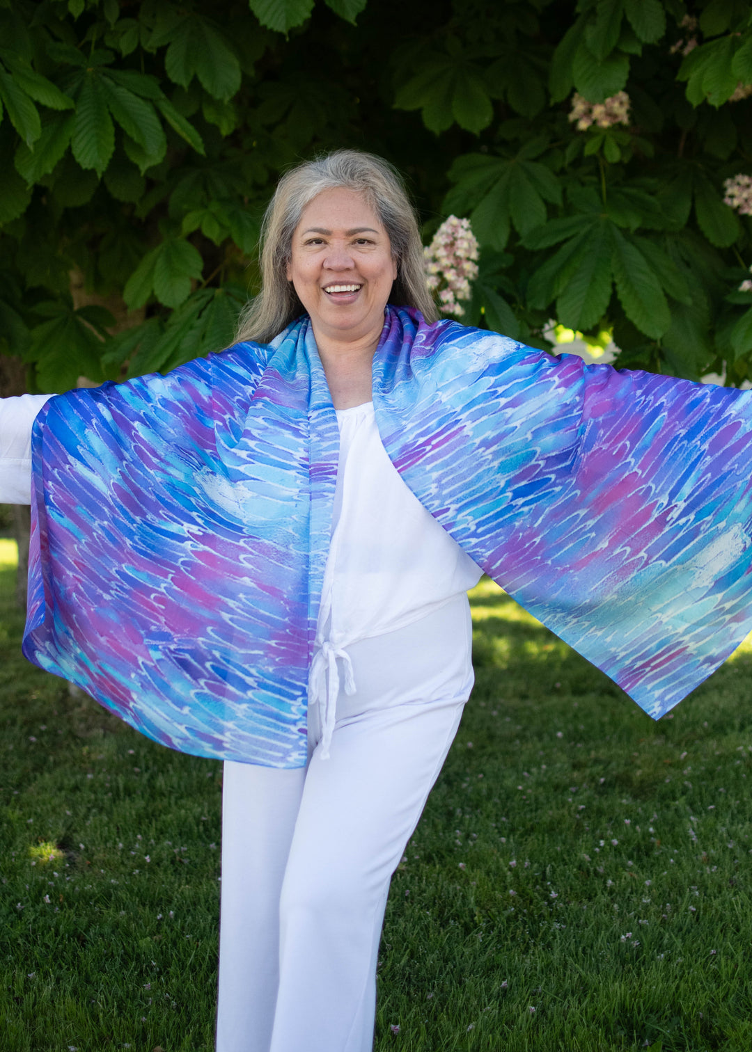 D-2025S PSALM 91 ANGELS ON ASSIGNMENT PURE SILK OBLONG SCARF