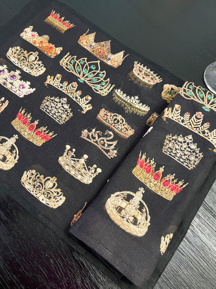 D-705LINEN CROWNED PLACESETTING* SETS OF 4* DOUBLE SIDED *ORGANIC LINEN - Placemat 12" x 18"