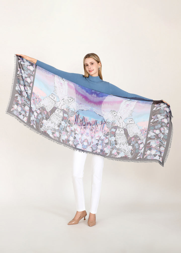 D-820OSM OBLONG SILK MODAL WHISPERS OF WISDOM -  THE SNOWY OWL OF QUEBEC