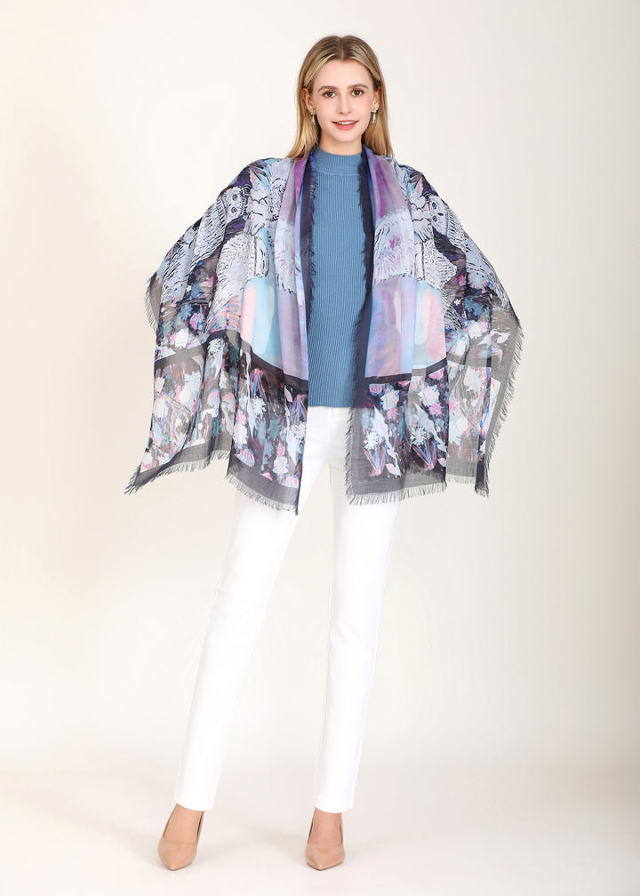 D-820OSM OBLONG SILK MODAL WHISPERS OF WISDOM -  THE SNOWY OWL OF QUEBEC