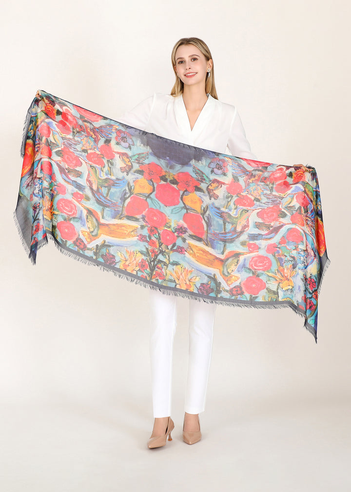 D-813OSM OBLONG SILK MODAL LOVES EYE IS ON THE SPARROW (HUMMINGBIRD)