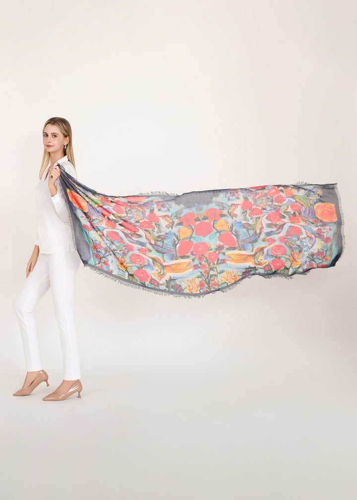 D-813OSM OBLONG SILK MODAL LOVES EYE IS ON THE SPARROW (HUMMINGBIRD)