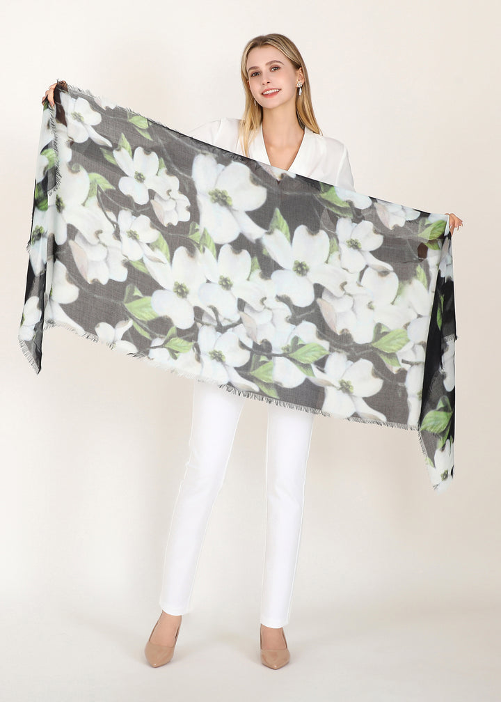 D-823OSM OBLONG SILK MODAL WHITE DOGWOOD: BRITISH COLUMBIA’S EMBLEM OF HOPE, PURITY AND PROMISE