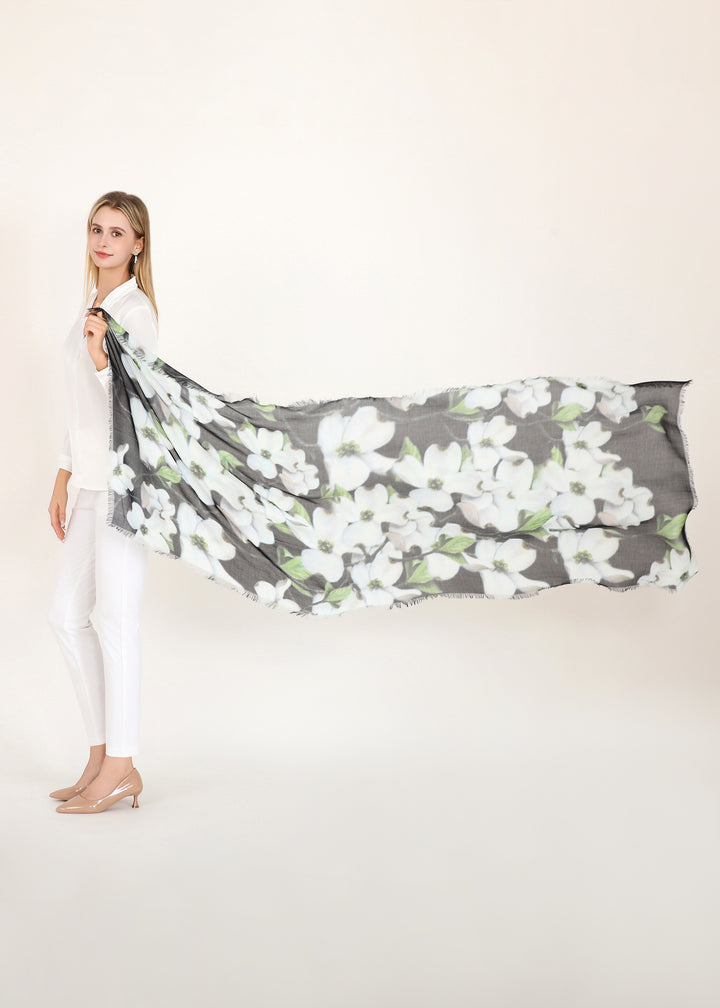 D-823OSM OBLONG SILK MODAL WHITE DOGWOOD: BRITISH COLUMBIA’S EMBLEM OF HOPE, PURITY AND PROMISE