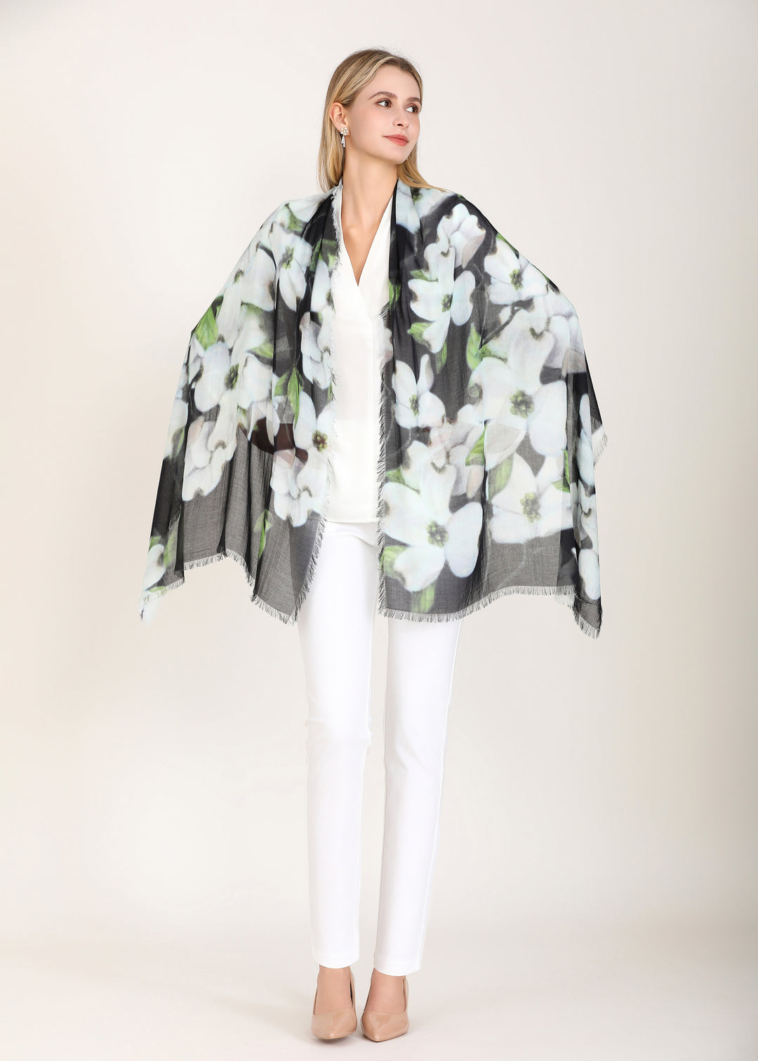 D-823OSM OBLONG SILK MODAL WHITE DOGWOOD: BRITISH COLUMBIA’S EMBLEM OF HOPE, PURITY AND PROMISE