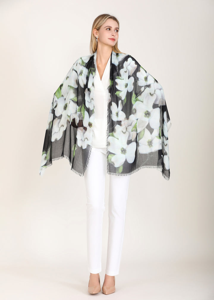 D-823OSM OBLONG SILK MODAL WHITE DOGWOOD: BRITISH COLUMBIA’S EMBLEM OF HOPE, PURITY AND PROMISE