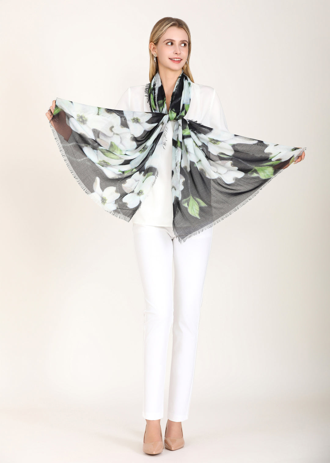 D-823OSM OBLONG SILK MODAL WHITE DOGWOOD: BRITISH COLUMBIA’S EMBLEM OF HOPE, PURITY AND PROMISE