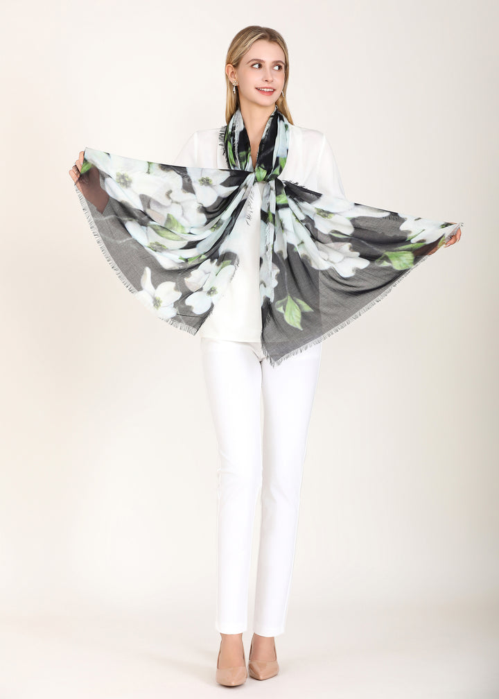 D-823OSM OBLONG SILK MODAL WHITE DOGWOOD: BRITISH COLUMBIA’S EMBLEM OF HOPE, PURITY AND PROMISE