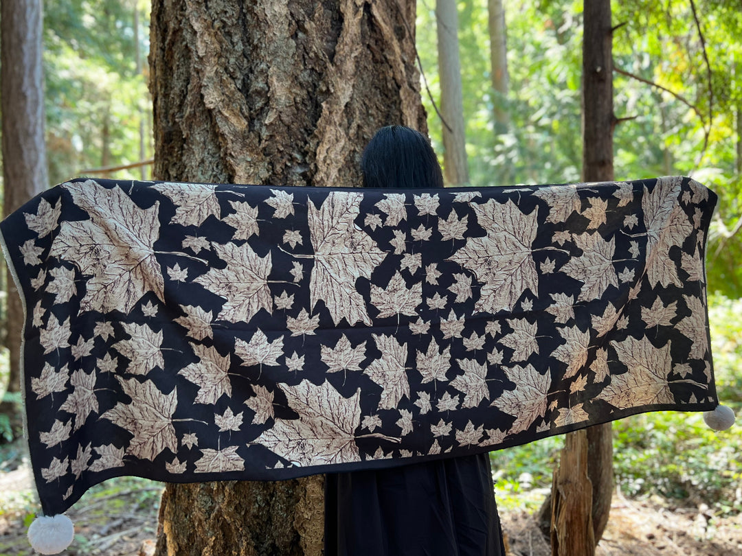 D-904OBS  BRUSHED SILK WARM AND FUZZY MAPLE LEAVES COME FORTH AS GOLD