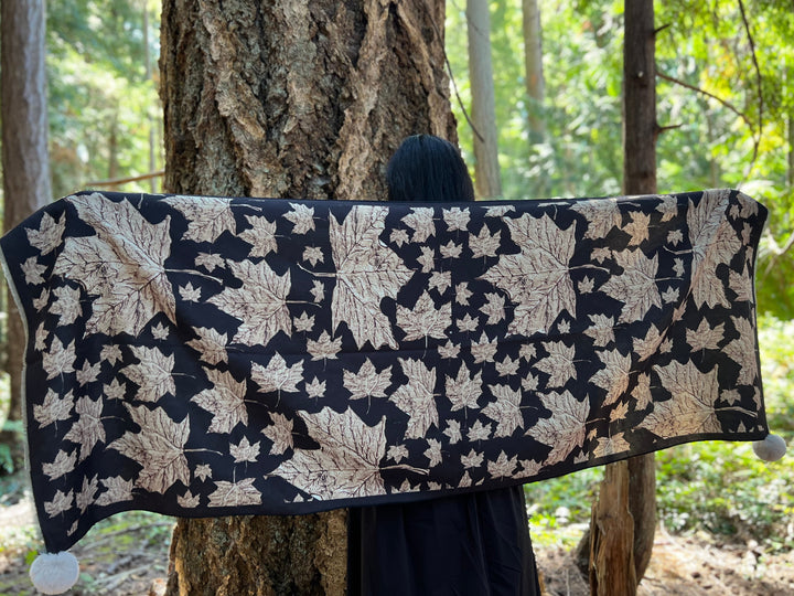 D-904OBS  BRUSHED SILK WARM AND FUZZY MAPLE LEAVES COME FORTH AS GOLD