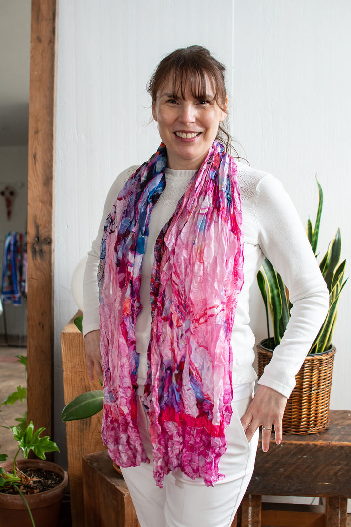 D-542S  NEW LIFE AGAIN: YOU ARE HEALED. THE PINK DRAGONFLY SCARF