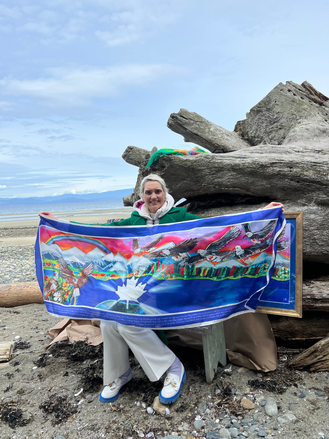 D-2024A CONVERGENCE PURE SILK THE EAGLES  BANNER