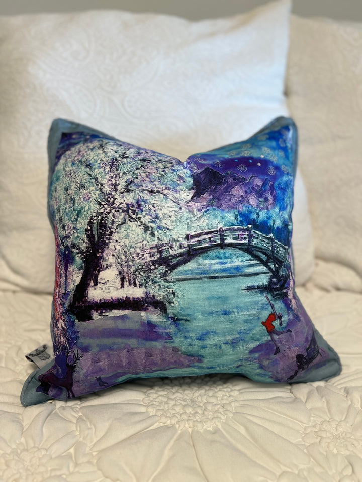 D-187 A WINTER WONDERLAND - Small Luxury Organic Linen Sham, 16" x 16"