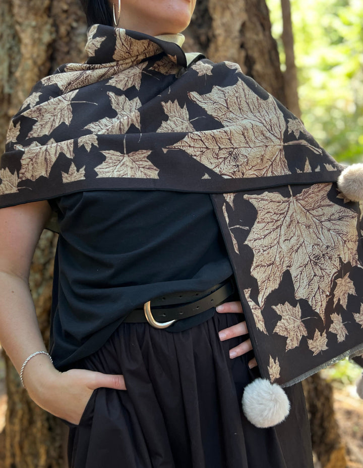 D-904OBS  BRUSHED SILK WARM AND FUZZY MAPLE LEAVES COME FORTH AS GOLD