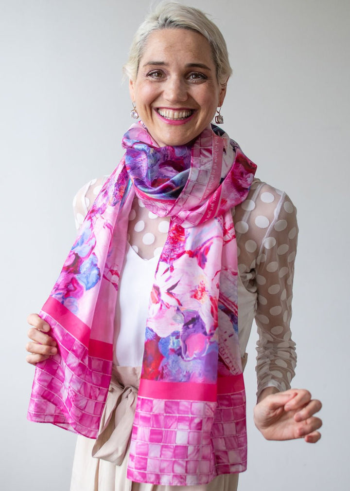 D-542S  NEW LIFE AGAIN: YOU ARE HEALED. THE PINK DRAGONFLY SCARF