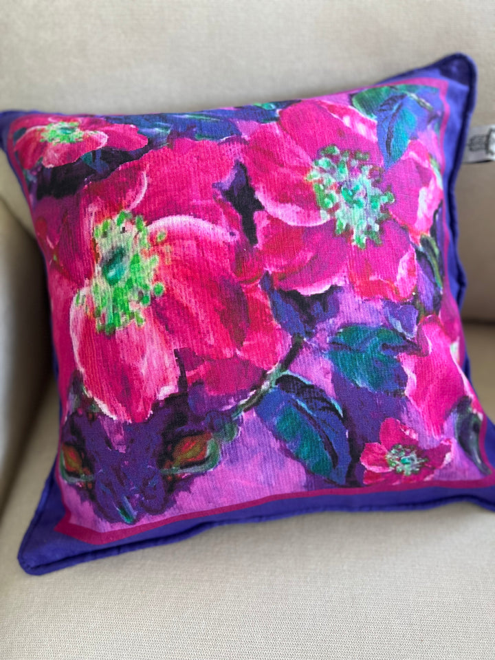 D-140 ALBERTA WILD ROSES Large Luxury Organic Linen Sham 22" x 22"