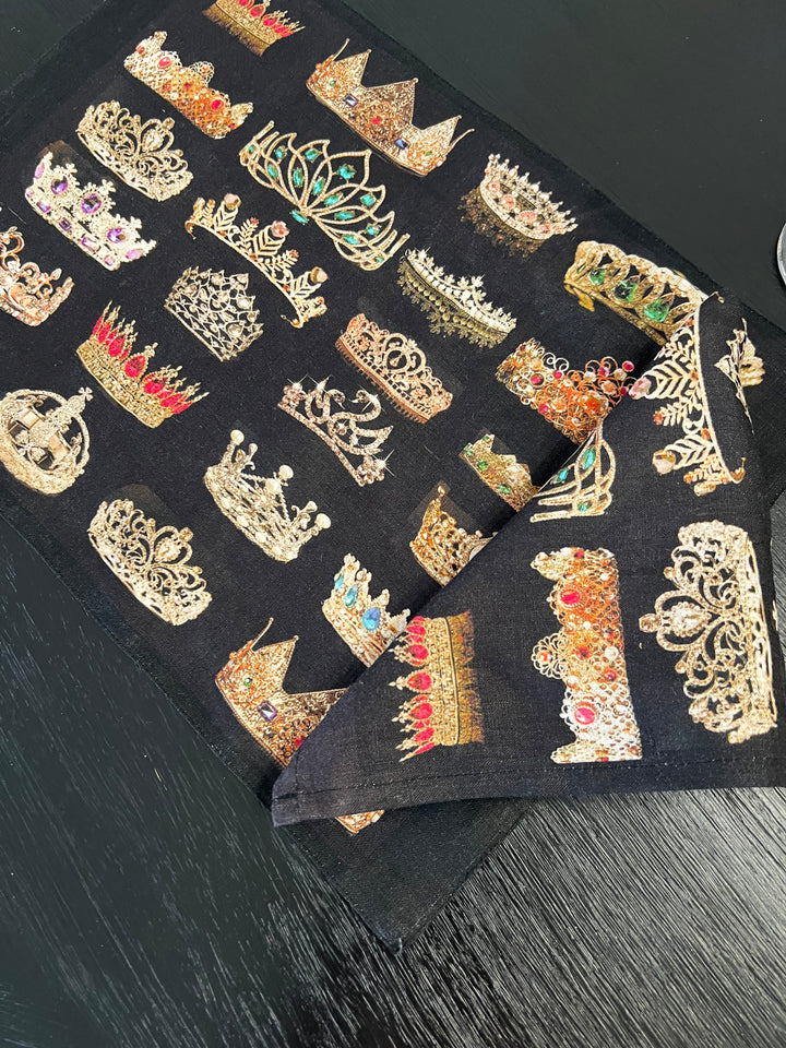 D-705 FOREVER CROWNED * NAPKIN* SETS OF FOUR  Organic Linen Napkin 16" x 16"