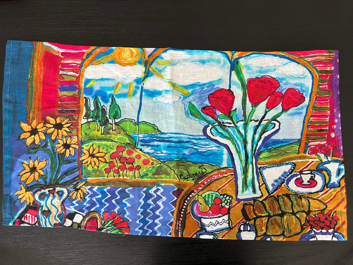 D-597LTT COME TO THE TABLE  ORGANIC LINEN TEA TOWEL