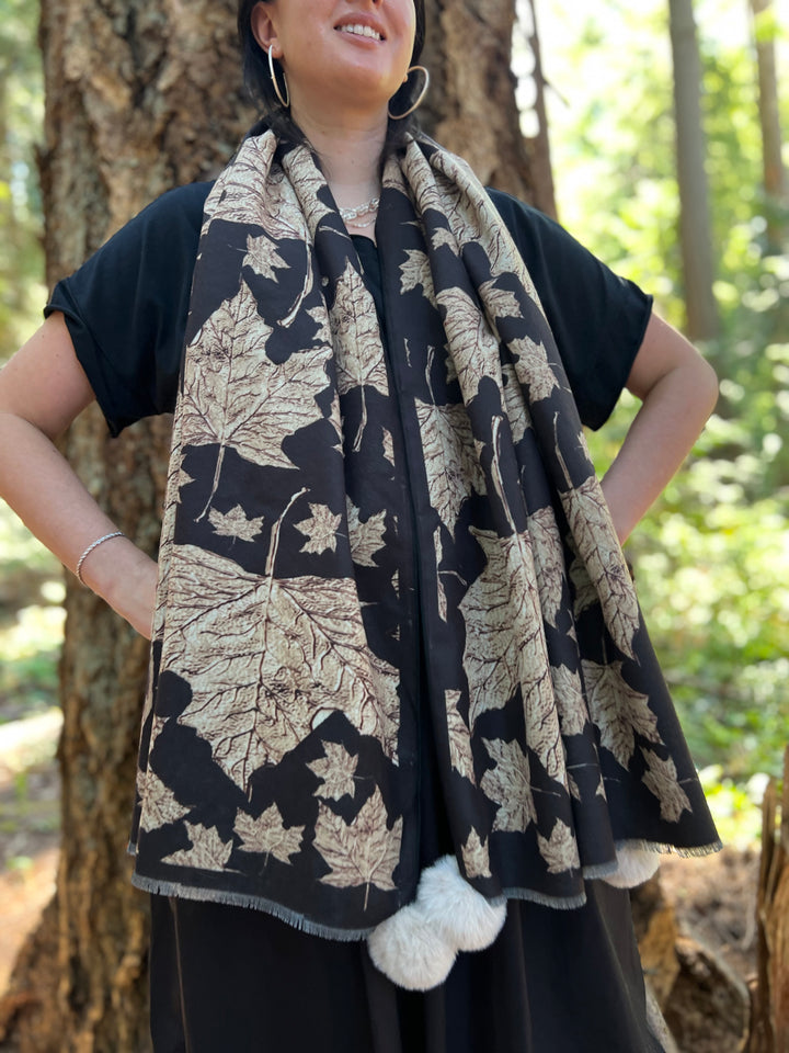 D-904OBS  BRUSHED SILK WARM AND FUZZY MAPLE LEAVES COME FORTH AS GOLD