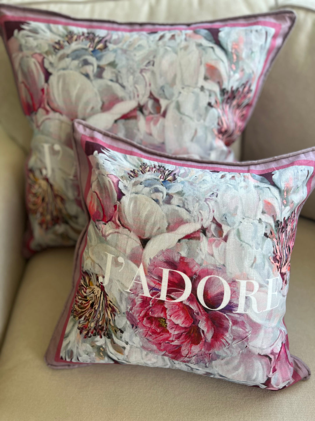 D-607 J'ADORE Large Luxury Organic Linen Sham, 22" x 22"