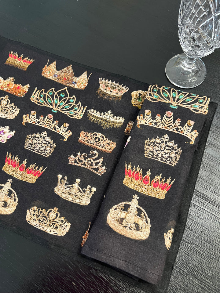 D-705 FOREVER CROWNED * NAPKIN* SETS OF FOUR  Organic Linen Napkin 16" x 16"