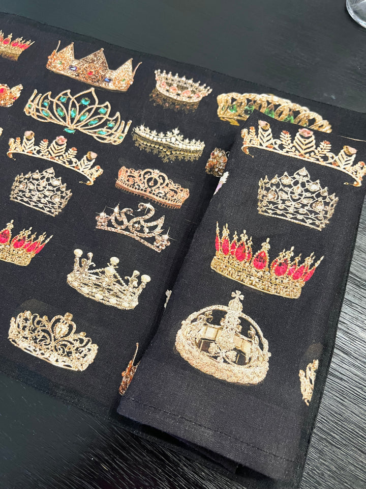 D-705 FOREVER CROWNED * NAPKIN* SETS OF FOUR  Organic Linen Napkin 16" x 16"