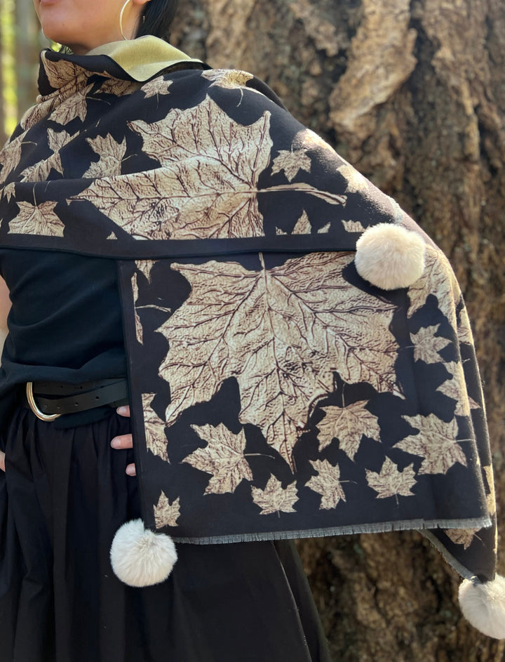 D-904OBS  BRUSHED SILK WARM AND FUZZY MAPLE LEAVES COME FORTH AS GOLD