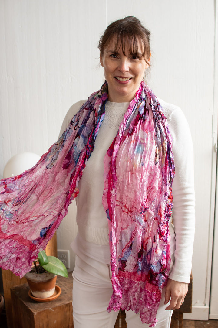 D-542S  NEW LIFE AGAIN: YOU ARE HEALED. THE PINK DRAGONFLY SCARF