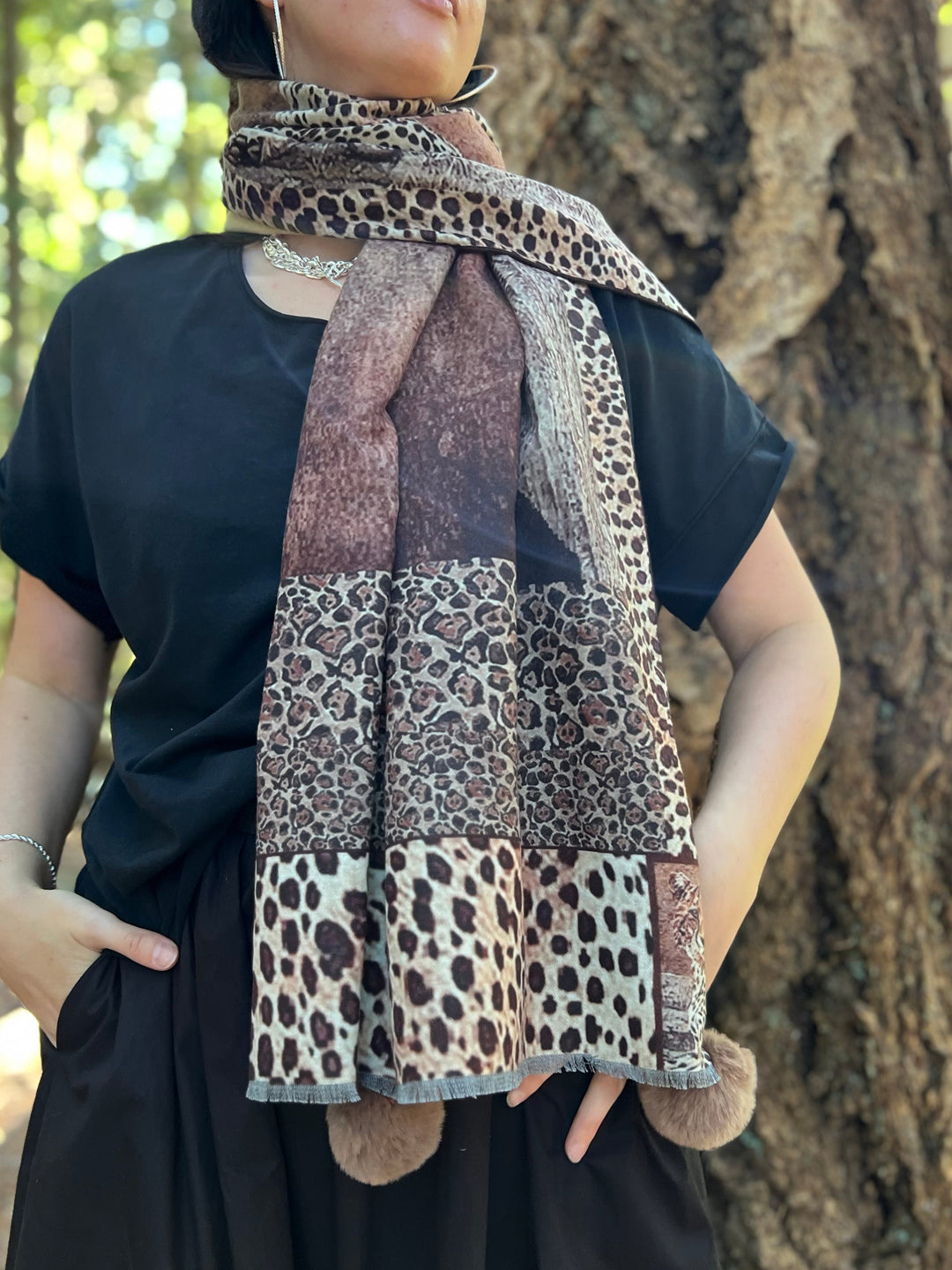 D-903OBS BRUSHED SILK WARM AND FUZZY LEOPARDS