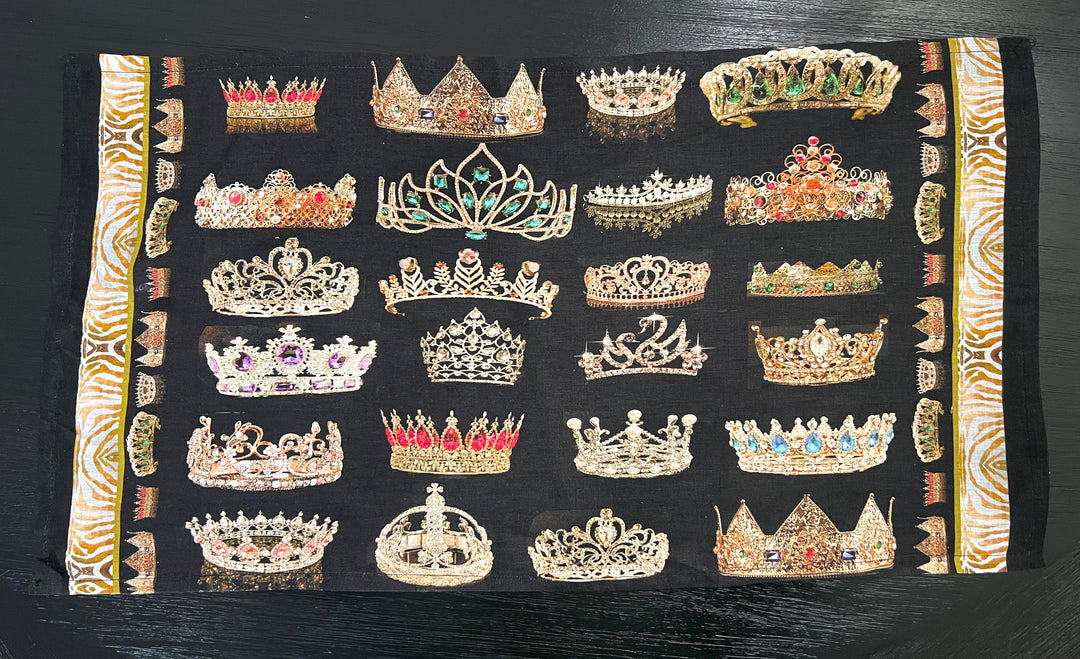 D-705LTT FOREVER CROWNED LINEN TEA TOWEL- STATEMENT PIECE FOR THE HOME