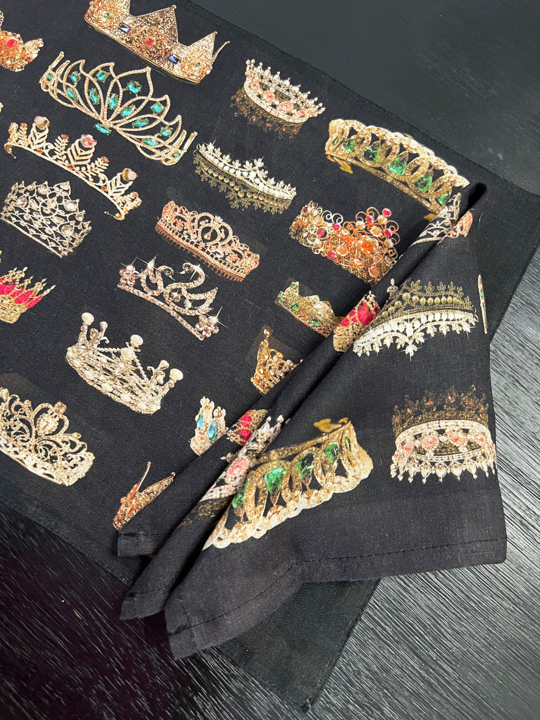 D-705 FOREVER CROWNED * NAPKIN* SETS OF FOUR  Organic Linen Napkin 16" x 16"