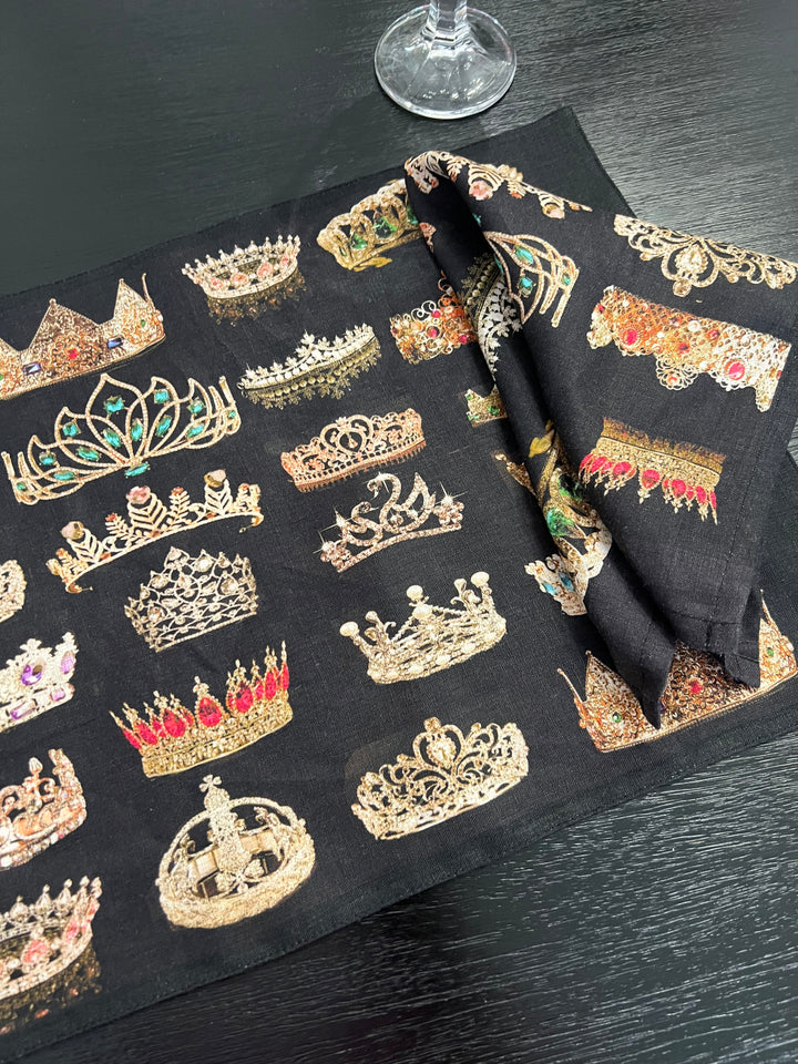 D-705 FOREVER CROWNED * NAPKIN* SETS OF FOUR  Organic Linen Napkin 16" x 16"