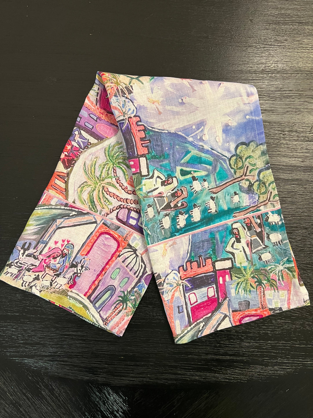 D-605LTT PINK BETHLEHEM PEACE ON EARTH- CATCH THE INEXPRESSIBLE JOY OF CHRISTMAS! ORGANIC LINEN TEA TOWEL