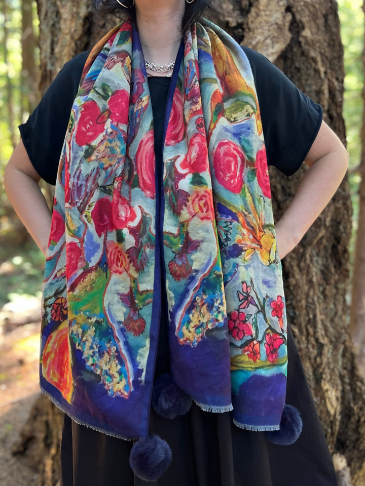 D-905OBS BRUSHED SILK WARM AND FUZZY LOVES EYE IS ON THE SPARROW (HUMMINGBIRD)