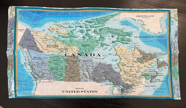 D-645LTT MAP OF CANADA ORGANIC LINEN TEA TOWEL