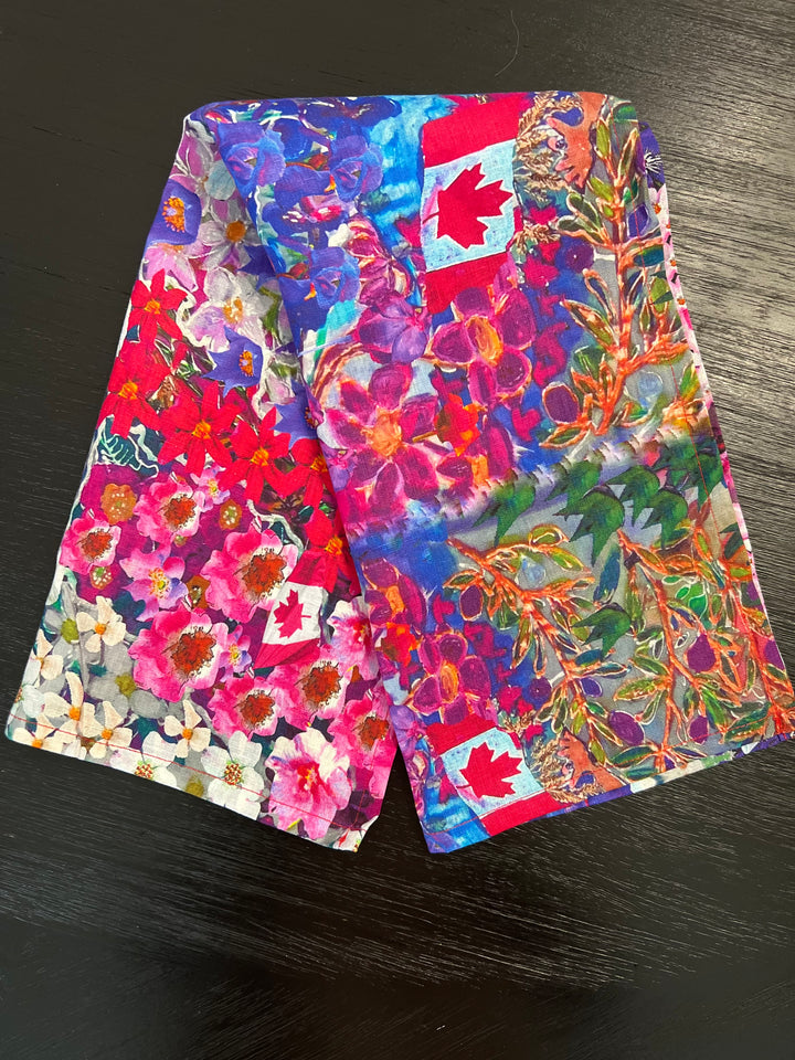 D-220LTT THE BRIDE OF CANADA EVERY PROVINCIAL FLOWER ORGANIC LINEN TEA TOWEL